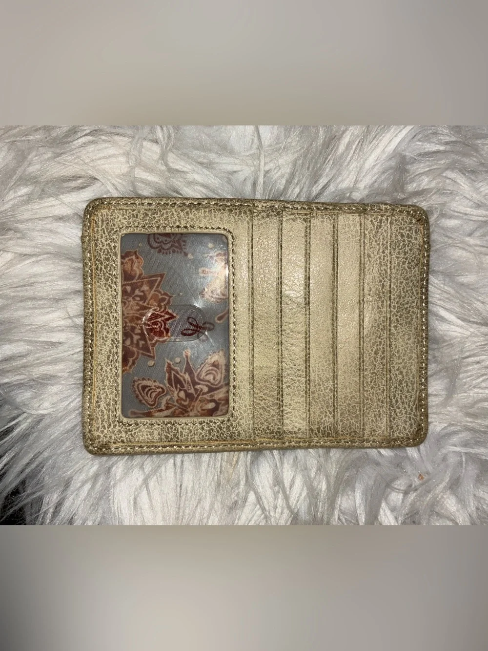 Hobo Euro Card Wallet metallic gold color